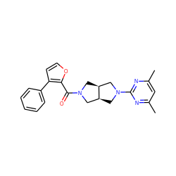 Cc1cc(C)nc(N2C[C@H]3CN(C(=O)c4occc4-c4ccccc4)C[C@H]3C2)n1 ZINC000116821516