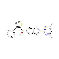 Cc1cc(C)nc(N2C[C@H]3CN(C(=O)c4sccc4-c4ccccc4)C[C@H]3C2)n1 ZINC000116822014