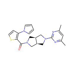 Cc1cc(C)nc(N2C[C@H]3CN(C(=O)c4sccc4-n4cccc4)C[C@H]3C2)n1 ZINC000116821925