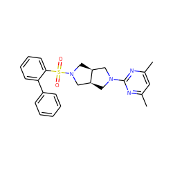 Cc1cc(C)nc(N2C[C@H]3CN(S(=O)(=O)c4ccccc4-c4ccccc4)C[C@H]3C2)n1 ZINC000167180388