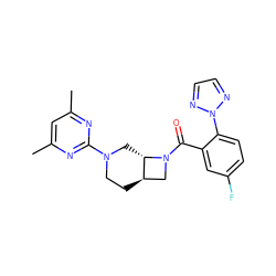 Cc1cc(C)nc(N2CC[C@@H]3CN(C(=O)c4cc(F)ccc4-n4nccn4)[C@H]3C2)n1 ZINC000096282654