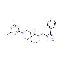 Cc1cc(C)nc(N2CCC3(CCCN(Cc4n[nH]nc4-c4ccccc4)C3=O)CC2)n1 ZINC000096285046