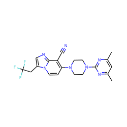 Cc1cc(C)nc(N2CCN(c3ccn4c(CC(F)(F)F)cnc4c3C#N)CC2)n1 ZINC000045353835