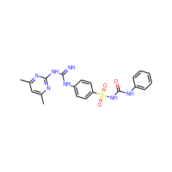 Cc1cc(C)nc(NC(=N)Nc2ccc(S(=O)(=O)NC(=O)Nc3ccccc3)cc2)n1 ZINC000001699168