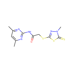 Cc1cc(C)nc(NC(=O)CSc2nn(C)c(=S)s2)n1 ZINC000002371362