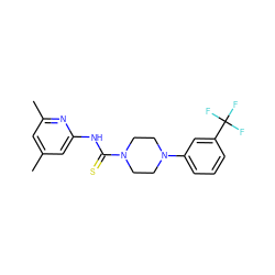 Cc1cc(C)nc(NC(=S)N2CCN(c3cccc(C(F)(F)F)c3)CC2)c1 ZINC000095571284