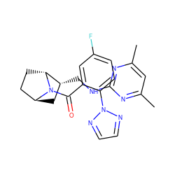 Cc1cc(C)nc(NC[C@@H]2C[C@H]3CC[C@H]2N3C(=O)c2cc(F)ccc2-n2nccn2)n1 ZINC000473179069