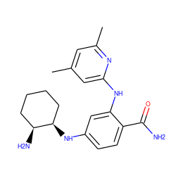 Cc1cc(C)nc(Nc2cc(N[C@@H]3CCCC[C@@H]3N)ccc2C(N)=O)c1 ZINC000169341669