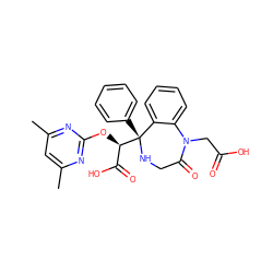 Cc1cc(C)nc(O[C@H](C(=O)O)[C@@]2(c3ccccc3)NCC(=O)N(CC(=O)O)c3ccccc32)n1 ZINC000013561042