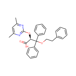 Cc1cc(C)nc(O[C@H](C(=O)O)C(OCCc2ccccc2)(c2ccccc2)c2ccccc2)n1 ZINC000009660252