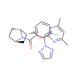 Cc1cc(C)nc(OC[C@@H]2C[C@H]3CC[C@H]2N3C(=O)c2cccc(F)c2-n2nccn2)n1 ZINC000473171403