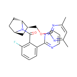 Cc1cc(C)nc(OC[C@H]2C[C@H]3CC[C@H]2N3C(=O)c2c(F)cccc2-c2ncccn2)n1 ZINC000473180273