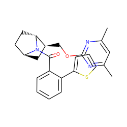 Cc1cc(C)nc(OC[C@H]2C[C@H]3CC[C@H]2N3C(=O)c2ccccc2-c2cccs2)n1 ZINC000473180421