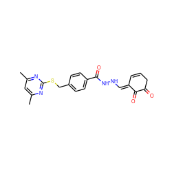 Cc1cc(C)nc(SCc2ccc(C(=O)NN/C=C3\C=CCC(=O)C3=O)cc2)n1 ZINC000100371086