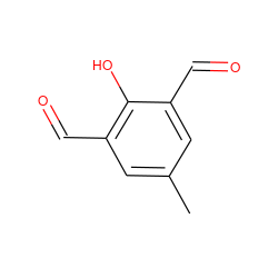 Cc1cc(C=O)c(O)c(C=O)c1 ZINC000001081179