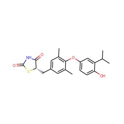 Cc1cc(C[C@@H]2SC(=O)NC2=O)cc(C)c1Oc1ccc(O)c(C(C)C)c1 ZINC000001494323