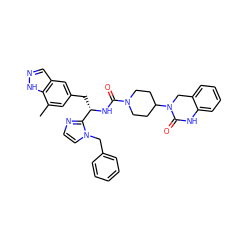 Cc1cc(C[C@H](NC(=O)N2CCC(N3Cc4ccccc4NC3=O)CC2)c2nccn2Cc2ccccc2)cc2cn[nH]c12 ZINC000096284733