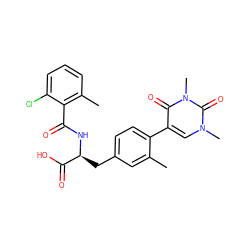 Cc1cc(C[C@H](NC(=O)c2c(C)cccc2Cl)C(=O)O)ccc1-c1cn(C)c(=O)n(C)c1=O ZINC000038381617