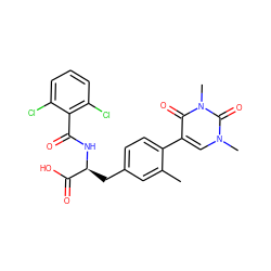 Cc1cc(C[C@H](NC(=O)c2c(Cl)cccc2Cl)C(=O)O)ccc1-c1cn(C)c(=O)n(C)c1=O ZINC000038473472