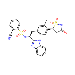 Cc1cc(C[C@H](NS(=O)(=O)c2ccccc2C#N)c2nc3ccccc3[nH]2)ccc1[C@@H]1CC(=O)NS1(=O)=O ZINC000036088731