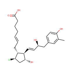 Cc1cc(C[C@H](O)/C=C/[C@H]2[C@H](O)C[C@@H](Cl)[C@@H]2C/C=C/CCCC(=O)O)ccc1O ZINC000026174109