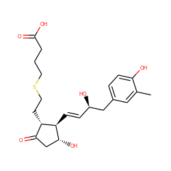 Cc1cc(C[C@H](O)/C=C/[C@H]2[C@H](O)CC(=O)[C@@H]2CCSCCCC(=O)O)ccc1O ZINC000003972999