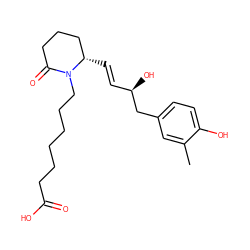 Cc1cc(C[C@H](O)/C=C/[C@H]2CCCC(=O)N2CCCCCCC(=O)O)ccc1O ZINC000003962428