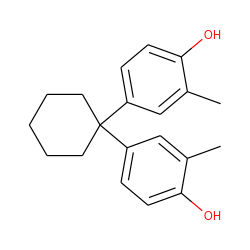 Cc1cc(C2(c3ccc(O)c(C)c3)CCCCC2)ccc1O ZINC000001699285