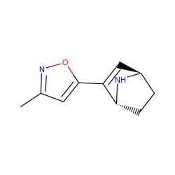 Cc1cc(C2=C[C@H]3CC[C@H]2N3)on1 ZINC000101200107