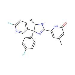 Cc1cc(C2=N[C@@](c3ccc(F)cc3)(c3ccc(F)nc3)[C@H](C)N2)[nH]c(=O)c1 ZINC000071295953