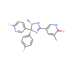 Cc1cc(C2=N[C@@](c3ccc(F)cc3)(c3ccc(F)nc3)[C@H](C)N2)c[nH]c1=O ZINC000071294318