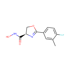 Cc1cc(C2=N[C@@H](C(=O)NO)CO2)ccc1F ZINC000013474897