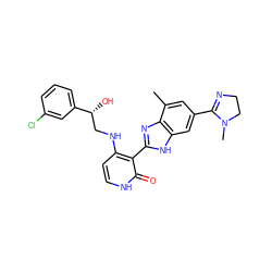 Cc1cc(C2=NCCN2C)cc2[nH]c(-c3c(NC[C@@H](O)c4cccc(Cl)c4)cc[nH]c3=O)nc12 ZINC000028703695