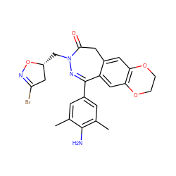 Cc1cc(C2=NN(C[C@@H]3CC(Br)=NO3)C(=O)Cc3cc4c(cc32)OCCO4)cc(C)c1N ZINC001772598233