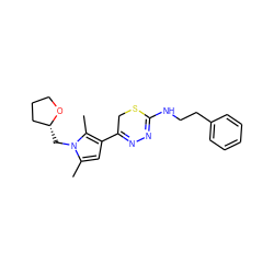 Cc1cc(C2=NN=C(NCCc3ccccc3)SC2)c(C)n1C[C@@H]1CCCO1 ZINC000005981357