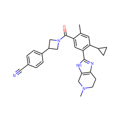 Cc1cc(C2CC2)c(-c2nc3c([nH]2)CN(C)CC3)cc1C(=O)N1CC(c2ccc(C#N)cc2)C1 ZINC000217869807