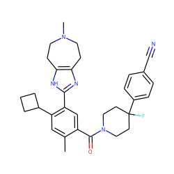 Cc1cc(C2CCC2)c(-c2nc3c([nH]2)CCN(C)CC3)cc1C(=O)N1CCC(F)(c2ccc(C#N)cc2)CC1 ZINC000150169079