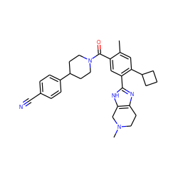 Cc1cc(C2CCC2)c(-c2nc3c([nH]2)CN(C)CC3)cc1C(=O)N1CCC(c2ccc(C#N)cc2)CC1 ZINC000150324112