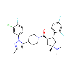 Cc1cc(C2CCN(C(=O)[C@@H]3C[C@@](C)(N(C)C)C[C@H]3c3ccc(F)cc3F)CC2)n(-c2ccc(F)c(Cl)c2)n1 ZINC000084669975