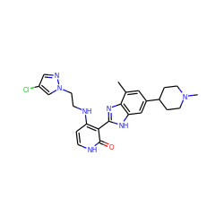 Cc1cc(C2CCN(C)CC2)cc2[nH]c(-c3c(NCCn4cc(Cl)cn4)cc[nH]c3=O)nc12 ZINC000040864548