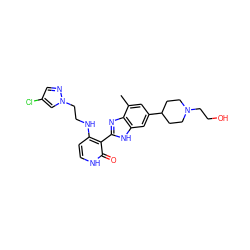 Cc1cc(C2CCN(CCO)CC2)cc2[nH]c(-c3c(NCCn4cc(Cl)cn4)cc[nH]c3=O)nc12 ZINC000040862520