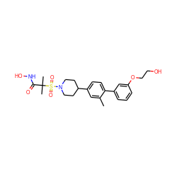 Cc1cc(C2CCN(S(=O)(=O)C(C)(C)C(=O)NO)CC2)ccc1-c1cccc(OCCO)c1 ZINC000028970146