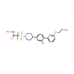 Cc1cc(C2CCN(S(=O)(=O)C(C)(C)C(=O)NO)CC2)ccc1-c1cccc(OCCO)n1 ZINC000028970152