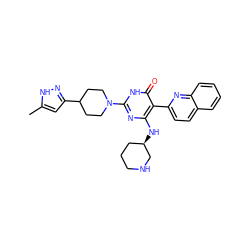 Cc1cc(C2CCN(c3nc(N[C@@H]4CCCNC4)c(-c4ccc5ccccc5n4)c(=O)[nH]3)CC2)n[nH]1 ZINC000220625577