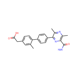 Cc1cc(CC(=O)O)ccc1-c1ccc(-c2nc(C(N)=O)c(C)nc2C)cc1 ZINC000103298695