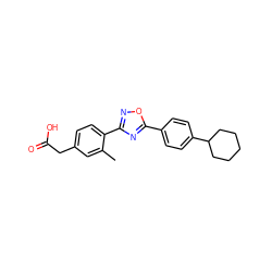 Cc1cc(CC(=O)O)ccc1-c1noc(-c2ccc(C3CCCCC3)cc2)n1 ZINC000038157814