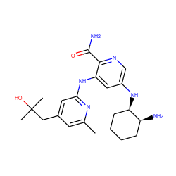 Cc1cc(CC(C)(C)O)cc(Nc2cc(N[C@@H]3CCCC[C@@H]3N)cnc2C(N)=O)n1 ZINC000299860960