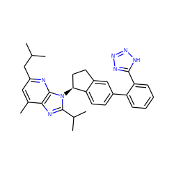 Cc1cc(CC(C)C)nc2c1nc(C(C)C)n2[C@H]1CCc2cc(-c3ccccc3-c3nnn[nH]3)ccc21 ZINC000072109152