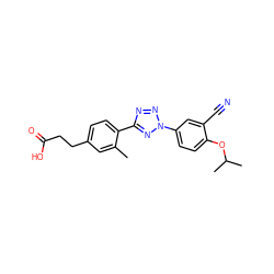 Cc1cc(CCC(=O)O)ccc1-c1nnn(-c2ccc(OC(C)C)c(C#N)c2)n1 ZINC000038147459