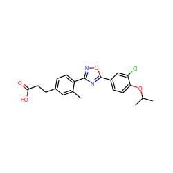 Cc1cc(CCC(=O)O)ccc1-c1noc(-c2ccc(OC(C)C)c(Cl)c2)n1 ZINC000035907613